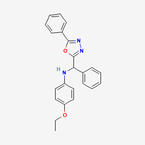 molecular formula C23H21N3O2 B14997484 4-ethoxy-N-[phenyl(5-phenyl-1,3,4-oxadiazol-2-yl)methyl]aniline 