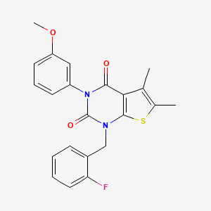 molecular formula C22H19FN2O3S B14997539 1-(2-fluorobenzyl)-3-(3-methoxyphenyl)-5,6-dimethylthieno[2,3-d]pyrimidine-2,4(1H,3H)-dione 