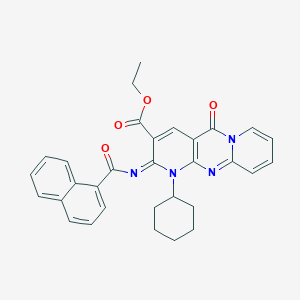 ethyl 7-cyclohexyl-6-(naphthalene-1-carbonylimino)-2-oxo-1,7,9-triazatricyclo[8.4.0.03,8]tetradeca-3(8),4,9,11,13-pentaene-5-carboxylate