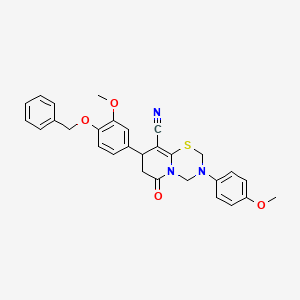 8-[4-(benzyloxy)-3-methoxyphenyl]-3-(4-methoxyphenyl)-6-oxo-3,4,7,8-tetrahydro-2H,6H-pyrido[2,1-b][1,3,5]thiadiazine-9-carbonitrile