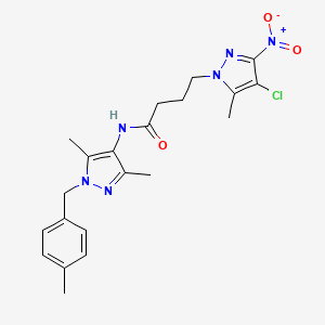 molecular formula C21H25ClN6O3 B14997577 4-(4-chloro-5-methyl-3-nitro-1H-pyrazol-1-yl)-N-[3,5-dimethyl-1-(4-methylbenzyl)-1H-pyrazol-4-yl]butanamide 