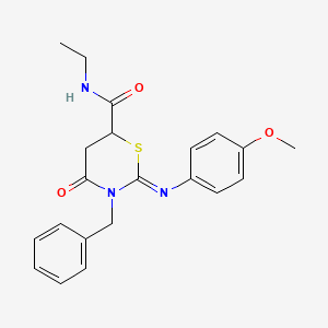 molecular formula C21H23N3O3S B14997590 (2Z)-3-benzyl-N-ethyl-2-[(4-methoxyphenyl)imino]-4-oxo-1,3-thiazinane-6-carboxamide 