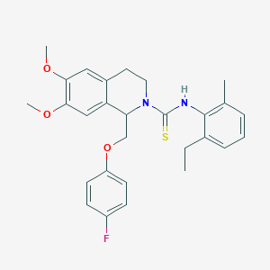 N-(2-ethyl-6-methylphenyl)-1-((4-fluorophenoxy)methyl)-6,7-dimethoxy-3,4-dihydroisoquinoline-2(1H)-carbothioamide