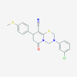 3-(3-chlorophenyl)-8-[4-(methylsulfanyl)phenyl]-6-oxo-3,4,7,8-tetrahydro-2H,6H-pyrido[2,1-b][1,3,5]thiadiazine-9-carbonitrile