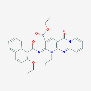 ethyl 6-(2-ethoxynaphthalene-1-carbonyl)imino-2-oxo-7-propyl-1,7,9-triazatricyclo[8.4.0.03,8]tetradeca-3(8),4,9,11,13-pentaene-5-carboxylate