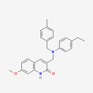 3-(((4-ethylphenyl)(4-methylbenzyl)amino)methyl)-7-methoxyquinolin-2(1H)-one