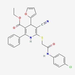 molecular formula C27H22ClN3O4S B14997794 Ethyl 6-({2-[(4-chlorophenyl)amino]-2-oxoethyl}sulfanyl)-5-cyano-4-(furan-2-yl)-2-phenyl-1,4-dihydropyridine-3-carboxylate 