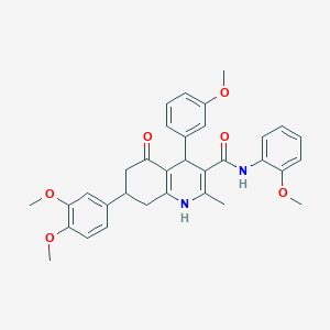 7-(3,4-dimethoxyphenyl)-N-(2-methoxyphenyl)-4-(3-methoxyphenyl)-2-methyl-5-oxo-1,4,5,6,7,8-hexahydroquinoline-3-carboxamide