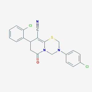 molecular formula C20H15Cl2N3OS B14997814 8-(2-chlorophenyl)-3-(4-chlorophenyl)-6-oxo-3,4,7,8-tetrahydro-2H,6H-pyrido[2,1-b][1,3,5]thiadiazine-9-carbonitrile 