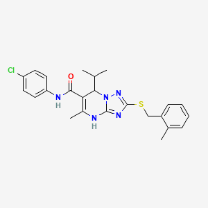 molecular formula C24H26ClN5OS B14997816 N-(4-chlorophenyl)-5-methyl-2-[(2-methylbenzyl)sulfanyl]-7-(propan-2-yl)-4,7-dihydro[1,2,4]triazolo[1,5-a]pyrimidine-6-carboxamide 