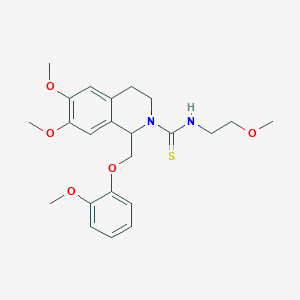 6,7-dimethoxy-N-(2-methoxyethyl)-1-((2-methoxyphenoxy)methyl)-3,4-dihydroisoquinoline-2(1H)-carbothioamide