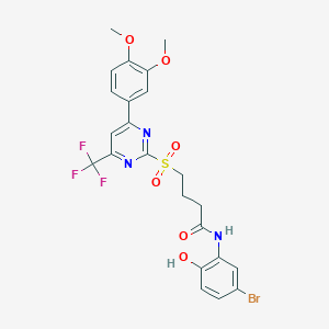 molecular formula C23H21BrF3N3O6S B14997864 N-(5-bromo-2-hydroxyphenyl)-4-{[4-(3,4-dimethoxyphenyl)-6-(trifluoromethyl)pyrimidin-2-yl]sulfonyl}butanamide 