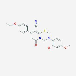 molecular formula C24H25N3O4S B14997887 3-(2,4-dimethoxyphenyl)-8-(4-ethoxyphenyl)-6-oxo-3,4,7,8-tetrahydro-2H,6H-pyrido[2,1-b][1,3,5]thiadiazine-9-carbonitrile 