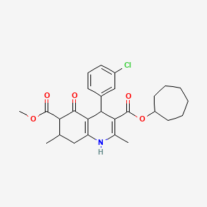 3-Cycloheptyl 6-methyl 4-(3-chlorophenyl)-2,7-dimethyl-5-oxo-1,4,5,6,7,8-hexahydroquinoline-3,6-dicarboxylate