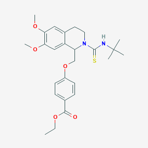 Ethyl 4-{[2-(tert-butylcarbamothioyl)-6,7-dimethoxy-1,2,3,4-tetrahydroisoquinolin-1-YL]methoxy}benzoate