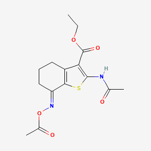 molecular formula C15H18N2O5S B14998016 Benzothiophene-3-carboxylic acid, 4,5,6,7-tetrahydro-2-acetamido-7-acetoxyimino-, ethyl ester 