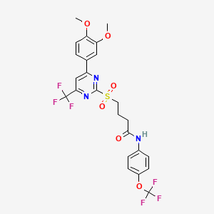 molecular formula C24H21F6N3O6S B14998075 4-{[4-(3,4-dimethoxyphenyl)-6-(trifluoromethyl)pyrimidin-2-yl]sulfonyl}-N-[4-(trifluoromethoxy)phenyl]butanamide 