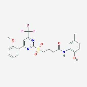 N-(2-hydroxy-5-methylphenyl)-4-{[4-(2-methoxyphenyl)-6-(trifluoromethyl)pyrimidin-2-yl]sulfonyl}butanamide