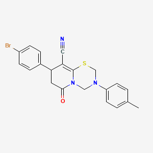 8-(4-bromophenyl)-3-(4-methylphenyl)-6-oxo-3,4,7,8-tetrahydro-2H,6H-pyrido[2,1-b][1,3,5]thiadiazine-9-carbonitrile