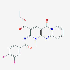 molecular formula C22H16F2N4O4 B14998107 ethyl 6-(3,4-difluorobenzoyl)imino-7-methyl-2-oxo-1,7,9-triazatricyclo[8.4.0.03,8]tetradeca-3(8),4,9,11,13-pentaene-5-carboxylate 