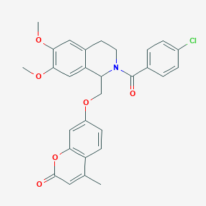 7-{[2-(4-chlorobenzoyl)-6,7-dimethoxy-1,2,3,4-tetrahydroisoquinolin-1-yl]methoxy}-4-methyl-2H-chromen-2-one