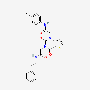 2-(1-{[(3,4-dimethylphenyl)carbamoyl]methyl}-2,4-dioxo-1H,2H,3H,4H-thieno[3,2-d]pyrimidin-3-yl)-N-(2-phenylethyl)acetamide