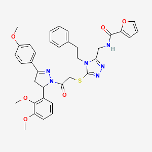 N-((5-((2-(5-(2,3-dimethoxyphenyl)-3-(4-methoxyphenyl)-4,5-dihydro-1H-pyrazol-1-yl)-2-oxoethyl)thio)-4-phenethyl-4H-1,2,4-triazol-3-yl)methyl)furan-2-carboxamide