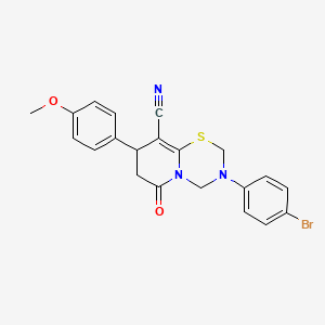 3-(4-bromophenyl)-8-(4-methoxyphenyl)-6-oxo-3,4,7,8-tetrahydro-2H,6H-pyrido[2,1-b][1,3,5]thiadiazine-9-carbonitrile