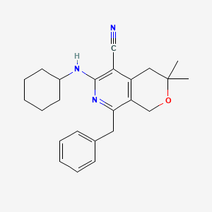 8-benzyl-6-(cyclohexylamino)-3,3-dimethyl-3,4-dihydro-1H-pyrano[3,4-c]pyridine-5-carbonitrile