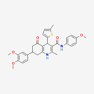 molecular formula C31H32N2O5S B14998316 7-(3,4-dimethoxyphenyl)-N-(4-methoxyphenyl)-2-methyl-4-(5-methylthiophen-2-yl)-5-oxo-1,4,5,6,7,8-hexahydroquinoline-3-carboxamide 