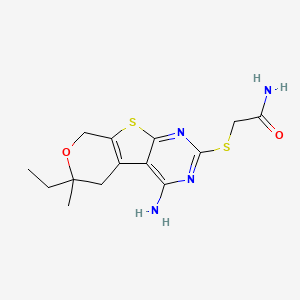 molecular formula C14H18N4O2S2 B14998331 2-[(3-amino-12-ethyl-12-methyl-11-oxa-8-thia-4,6-diazatricyclo[7.4.0.02,7]trideca-1(9),2,4,6-tetraen-5-yl)sulfanyl]acetamide 