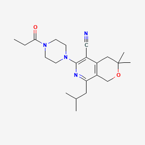 3,3-dimethyl-8-(2-methylpropyl)-6-(4-propanoylpiperazin-1-yl)-3,4-dihydro-1H-pyrano[3,4-c]pyridine-5-carbonitrile