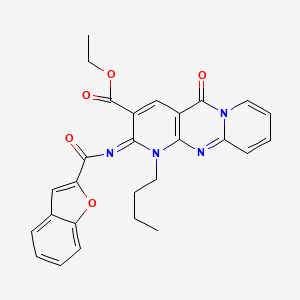 ethyl 6-(1-benzofuran-2-carbonylimino)-7-butyl-2-oxo-1,7,9-triazatricyclo[8.4.0.03,8]tetradeca-3(8),4,9,11,13-pentaene-5-carboxylate