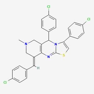 (E)-9-(4-chlorobenzylidene)-3,5-bis(4-chlorophenyl)-7-methyl-6,7,8,9-tetrahydro-5H-pyrido[4,3-d]thiazolo[3,2-a]pyrimidine