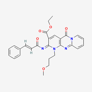 molecular formula C27H26N4O5 B14998436 ethyl 7-(3-methoxypropyl)-2-oxo-6-[(E)-3-phenylprop-2-enoyl]imino-1,7,9-triazatricyclo[8.4.0.03,8]tetradeca-3(8),4,9,11,13-pentaene-5-carboxylate 