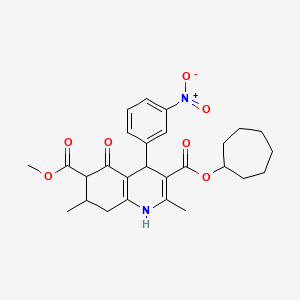 3-Cycloheptyl 6-methyl 2,7-dimethyl-4-(3-nitrophenyl)-5-oxo-1,4,5,6,7,8-hexahydroquinoline-3,6-dicarboxylate