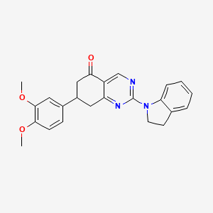 2-(2,3-dihydro-1H-indol-1-yl)-7-(3,4-dimethoxyphenyl)-7,8-dihydroquinazolin-5(6H)-one