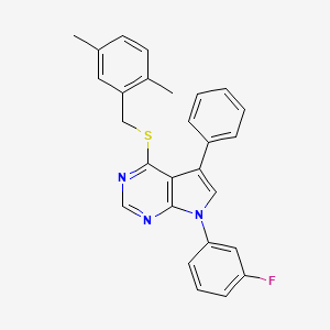 molecular formula C27H22FN3S B14998539 4-[(2,5-dimethylbenzyl)sulfanyl]-7-(3-fluorophenyl)-5-phenyl-7H-pyrrolo[2,3-d]pyrimidine 