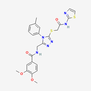 3,4-dimethoxy-N-((5-((2-oxo-2-(thiazol-2-ylamino)ethyl)thio)-4-(m-tolyl)-4H-1,2,4-triazol-3-yl)methyl)benzamide