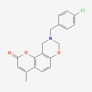 molecular formula C19H16ClNO3 B14998574 9-(4-chlorobenzyl)-4-methyl-9,10-dihydro-2H,8H-chromeno[8,7-e][1,3]oxazin-2-one 