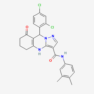 molecular formula C25H22Cl2N4O2 B14998580 9-(2,4-dichlorophenyl)-N-(3,4-dimethylphenyl)-8-oxo-4,5,6,7,8,9-hexahydropyrazolo[5,1-b]quinazoline-3-carboxamide 