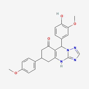 9-(4-Hydroxy-3-methoxyphenyl)-6-(4-methoxyphenyl)-5,6,7,9-tetrahydro[1,2,4]triazolo[5,1-b]quinazolin-8-ol