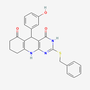 molecular formula C24H21N3O3S B14998658 2-(benzylsulfanyl)-5-(3-hydroxyphenyl)-5,8,9,10-tetrahydropyrimido[4,5-b]quinoline-4,6(3H,7H)-dione 