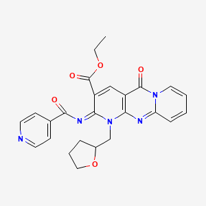 ethyl 2-oxo-7-(oxolan-2-ylmethyl)-6-(pyridine-4-carbonylimino)-1,7,9-triazatricyclo[8.4.0.03,8]tetradeca-3(8),4,9,11,13-pentaene-5-carboxylate