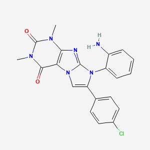 molecular formula C21H17ClN6O2 B14998694 8-(2-aminophenyl)-7-(4-chlorophenyl)-1,3-dimethyl-1H-imidazo[2,1-f]purine-2,4(3H,8H)-dione 