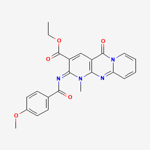 molecular formula C23H20N4O5 B14998700 ethyl 6-(4-methoxybenzoyl)imino-7-methyl-2-oxo-1,7,9-triazatricyclo[8.4.0.03,8]tetradeca-3(8),4,9,11,13-pentaene-5-carboxylate 