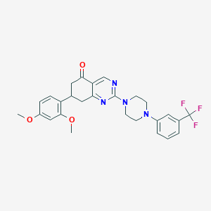 molecular formula C27H27F3N4O3 B14998769 7-(2,4-dimethoxyphenyl)-2-{4-[3-(trifluoromethyl)phenyl]piperazin-1-yl}-7,8-dihydroquinazolin-5(6H)-one 