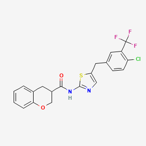 molecular formula C21H16ClF3N2O2S B14998772 N-{5-[4-chloro-3-(trifluoromethyl)benzyl]-1,3-thiazol-2-yl}-3,4-dihydro-2H-chromene-3-carboxamide 