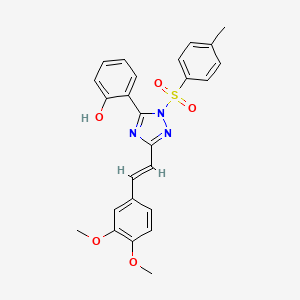 2-{3-[(E)-2-(3,4-dimethoxyphenyl)ethenyl]-1-[(4-methylphenyl)sulfonyl]-1H-1,2,4-triazol-5-yl}phenol