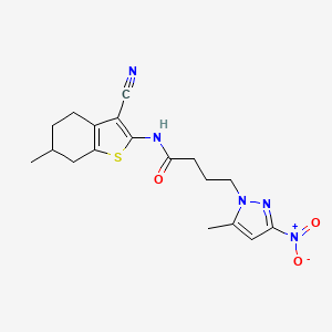 N-(3-cyano-6-methyl-4,5,6,7-tetrahydro-1-benzothiophen-2-yl)-4-(5-methyl-3-nitro-1H-pyrazol-1-yl)butanamide